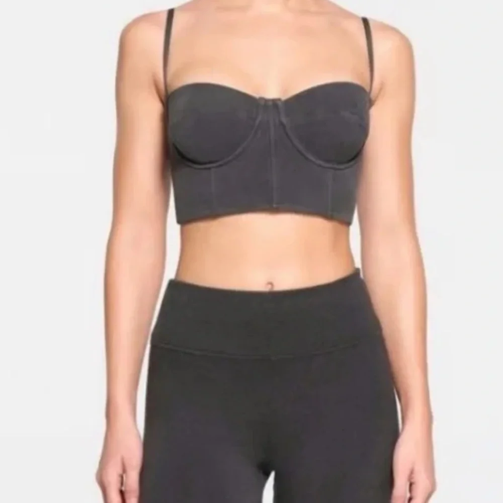 Skims Outdoor Dark Gray Bustier Bra in Ash - Picture 1 of 7